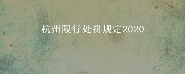 杭州限行处罚规定2020