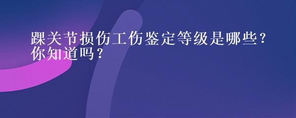 踝关节损伤工伤鉴定等级是哪些？你知道吗？