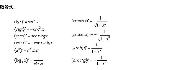 三角函数求导的全部公式