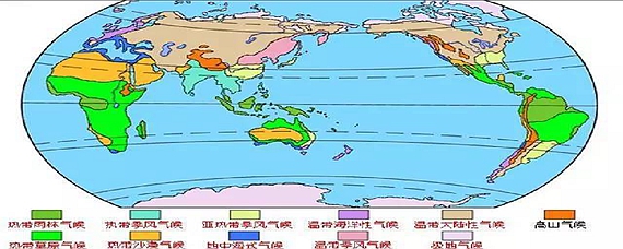 中国的气候类型分布图及特点